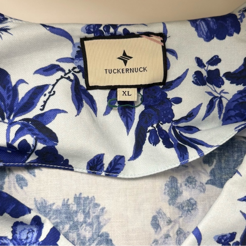 Tuckernuck Bella Dress Sapphire Bloom Womens XL Blue White Floral Neck Tie - Picture 8 of 16
